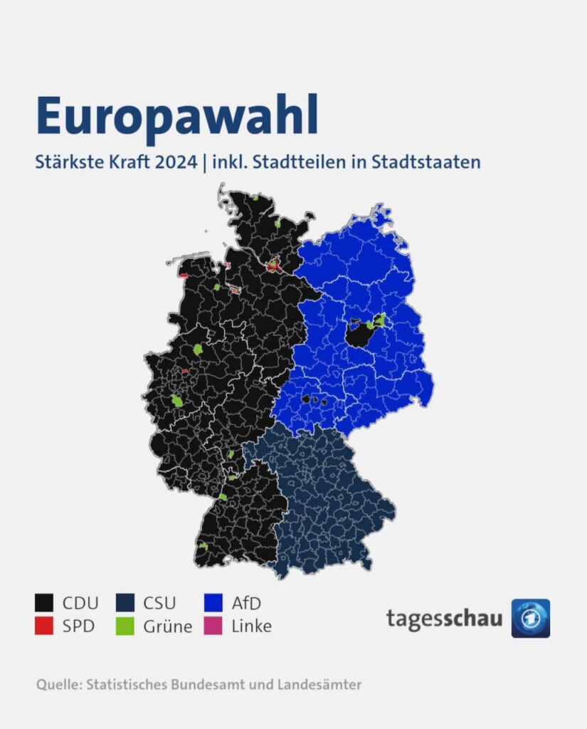 Landkarte nach der Europawahl